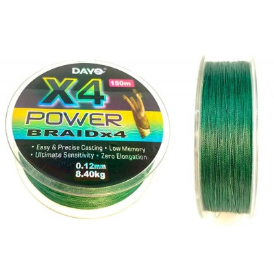Плетеный шнур DAYO Power Braid X4 150m зеленый 