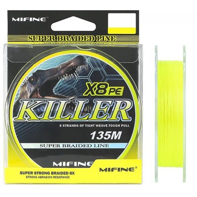 Шнур плетенный MIFINE Killer X8 PE Yellow 135м