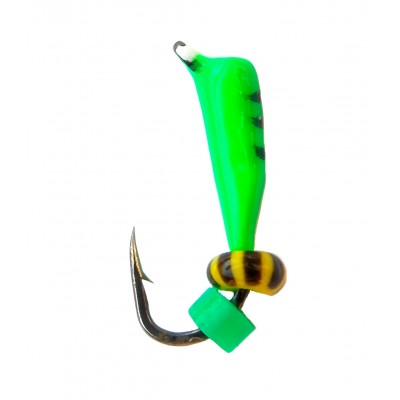 Мормышка вольфрамовая REFLEX-M Микроб Зеленый, Черные Полос, Бисер d-1,5 0,16гр